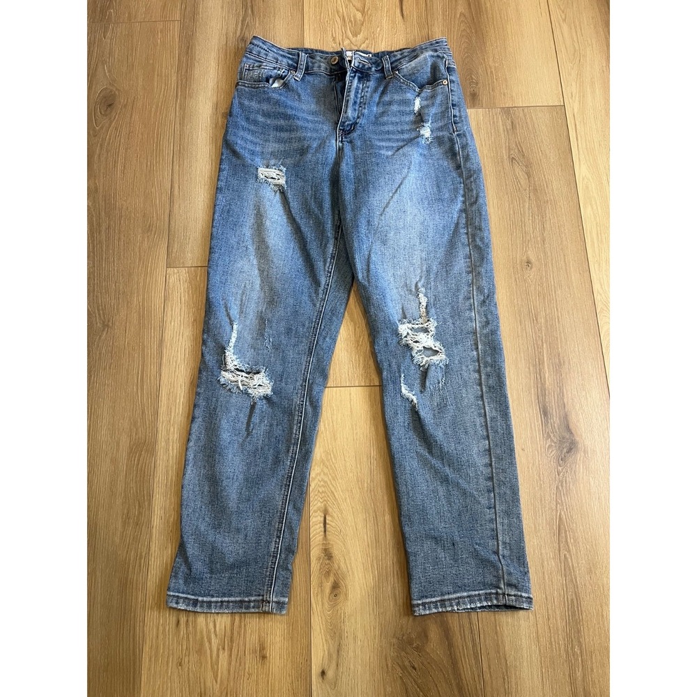 Windsor Denim Distressed Boyfriend Jeans Women's Size 9 Blue High Rise Stretch